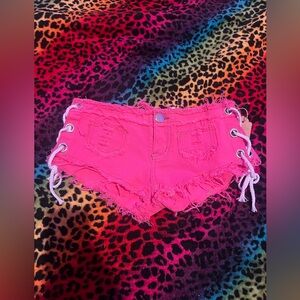 2000’s booty shorts with lacing on the sides